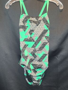 ADD ON A BUNDLE FOR $5 Speedo Black & Green Geometric Womens One-Piece Swimsuit